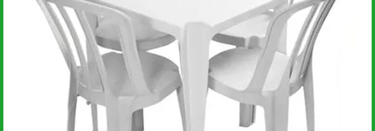 Locação de mesas e cadeiras plásticas para eventos empresariais, festas e reuniões de condomínio com entrega rápida.