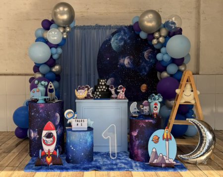 Locação de decoração Espaço Astronautas para festa infantil na Nick Festas