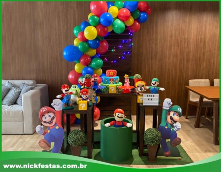 Decoração de Festa Infantil Rústica Mario Bros