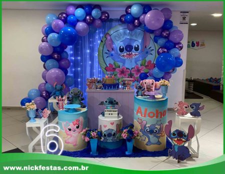 Aluguel de decoração infantil para festa Stitch e Angel