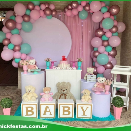 Decoração de Festa Infantil Com Cilindros Ursinho Rosa Locação de decoração infantil Nick Festas. Consulte-nos para mais modelos e valores. Whatsapp (11) 96278-2078