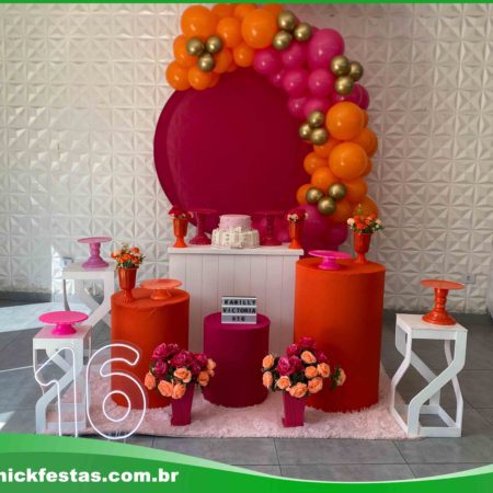 Decoração de Festa Pink e Laranja
