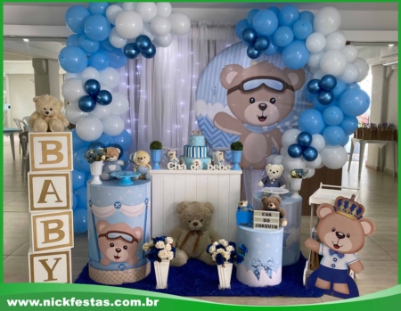 Aluguel de Decoração para Chá de Bebê Ursinho Aviador