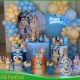 Decoração infantil Bluey com painel temático, balões coloridos e mesa decorada para festa infantil na Freguesia do Ó SP.