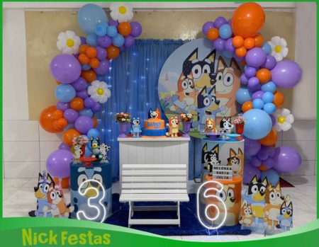Aluguel de decoração infantil Bluey Lilás na Freguesia do Ó