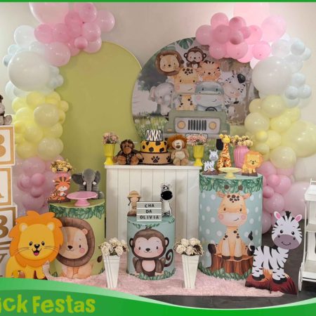 Aluguel de decoração infantil Safari Rosa - Chá de Bebê