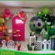 Decoração dupla Teen Pink e Futebol para festa de aniversário