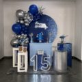 Decoração de festa Teen 15 anos azul e prata